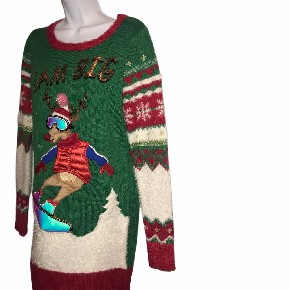 NWT It's Our Time Snowboarding Reindeer Tunic L - Picture 6 of 9